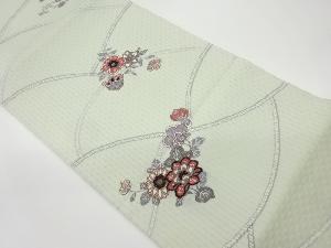 草花に波模様踊り帯